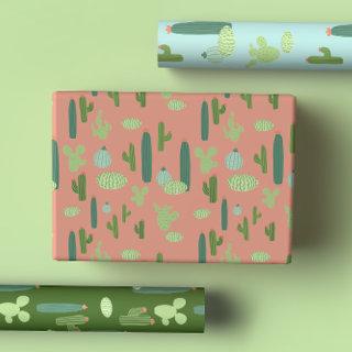 Cute Cacti in Peach, Green, Blue  Sheets