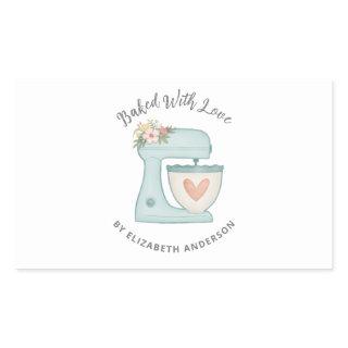 Cute Cake Mixer Baked With Love Rectangular Sticke Rectangular Sticker