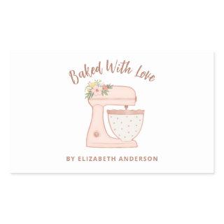 Cute Cake Mixer Baked With Love Rectangular Sticker