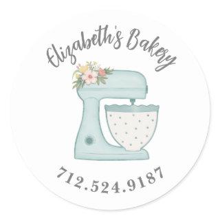 Cute Cake Mixer Bakery Business Classic Round Sticker