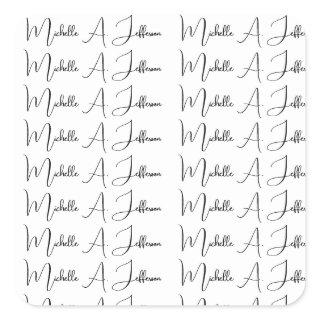 Cute Calligraphy Creative Trendy Custom Name Square Sticker