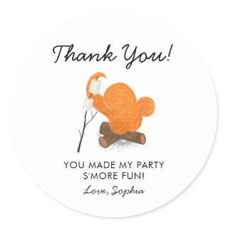 Cute Campfire Birthday Party Favor Classic Round Sticker