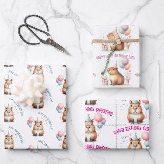 cute capybara birthday celebration  sheets