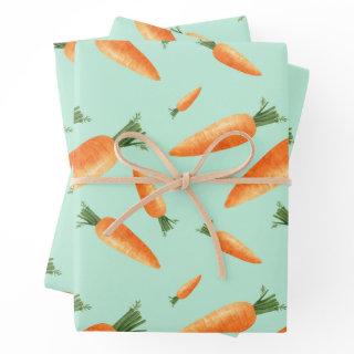 Cute Carrot Love Pattern Pastel Green   Sheets