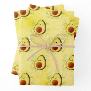 Cute Cartoon Avocado On Distressed Background   Sheets