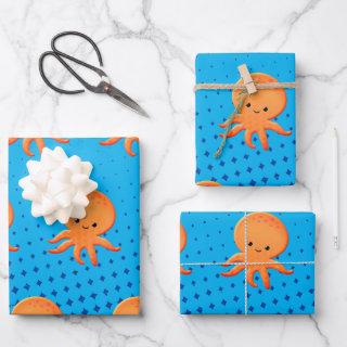 Cute Cartoon Baby Octopus Blue Ocean  Sheets