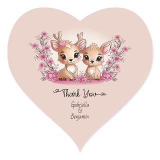 Cute Cartoon Bambi Love Valentine’s Day Thank You Heart Sticker