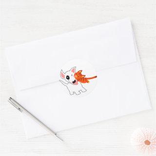 Cute Cartoon Bull Terrier and Kitten Sticker