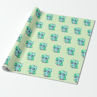 Cute Cartoon Chibi Kawaii Pony On Green