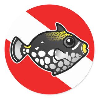 Cute Cartoon Clown Triggerfish Dive Flag Classic Round Sticker