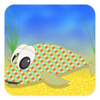 Cute Cartoon Fish Square Sticker