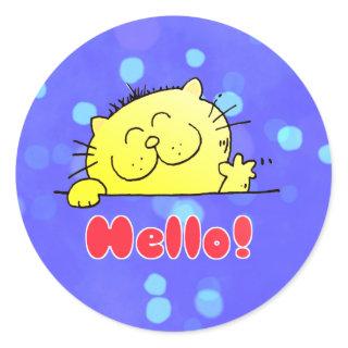 Cute Cartoon Kitty Hello Classic Round Sticker
