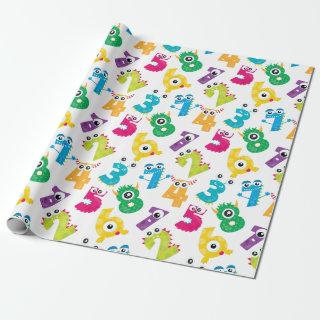 Cute Cartoon Monster Numbers Pattern