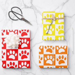 Cute Cartoon Paw Prints Checkerboard Bright Colors  Sheets