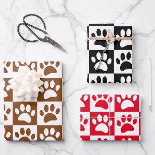 Cute Cartoon Paw Prints Checkerboard  Sheets