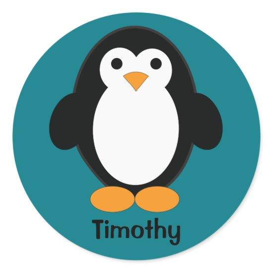 Cute Cartoon Penguin Classic Round Sticker