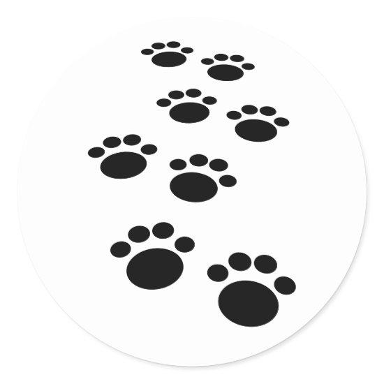 Cute Cartoon Pet Paw Trail Classic Round Sticker