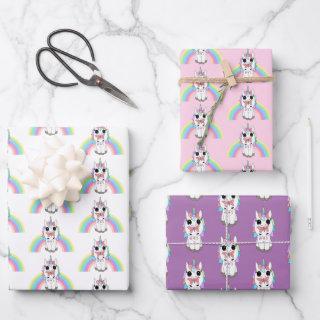 Cute Cartoon Rainbow Unicorn and Butterfly Birthda  Sheets