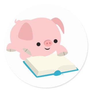 Cute Cartoon Reading Piglet  Sticker