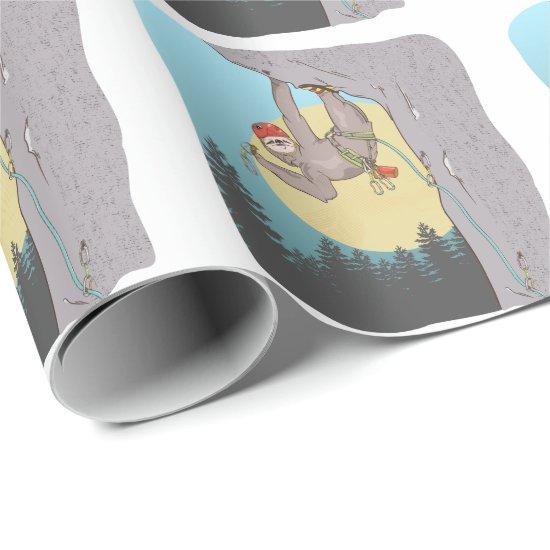 Cute cartoon sloth rock climbing