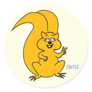 Cute Cartoon Squirrel Peace Sign Apology Classic Round Sticker