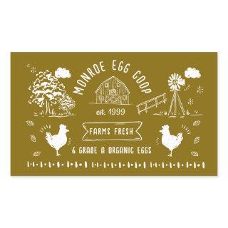Cute Cartoon Style Doodle Rustic Egg Carton Rectangular Sticker