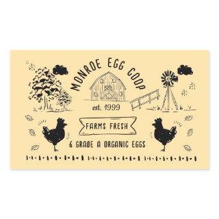 Cute Cartoon Style Doodle Rustic Egg Carton Rectangular Sticker