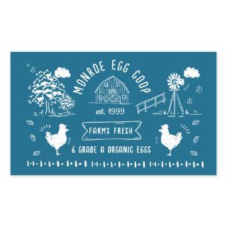 Cute Cartoon Style Doodle Rustic Egg Carton Rectangular Sticker