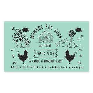 Cute Cartoon Style Doodle Rustic Egg Carton Rectangular Sticker