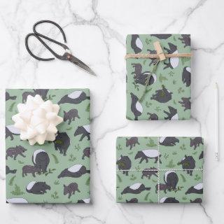 Cute Cartoon Tapirs and Babies Pattern Mint Green  Sheets