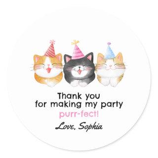 Cute Cat Birthday Party Favor Bag  Classic Round Sticker