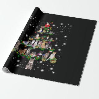 Cute Cat Christmas Tree Covered By Flashlight