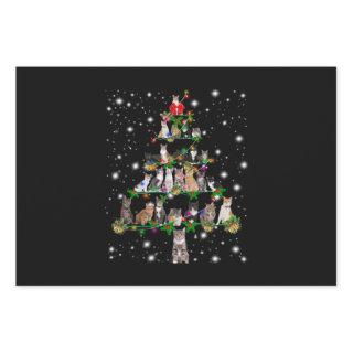 Cute Cat Christmas Tree Covered By Flashlight  Sheets