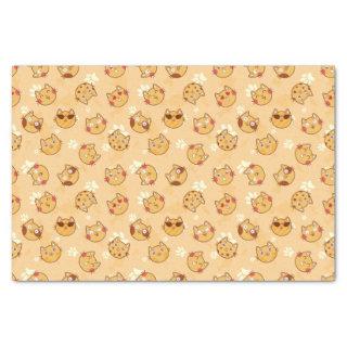 Cute Cat Face Pattern | Orange Tissue Paper