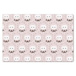 Cute Cat Face Pink Dotty Pattern Tissue Paper