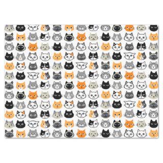 Cute Cat Faces Pattern | Cool Pet Kitty Cats Tissue Paper
