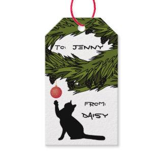 Cute Cat in Mischief Christmas Custom Gift Tags