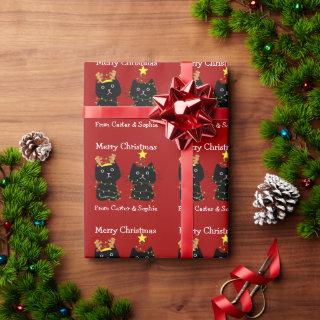 Cute Cat Merry Christmas Lights Personalized Red