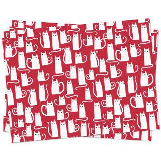 Cute Cat Red and White Tissue Paper