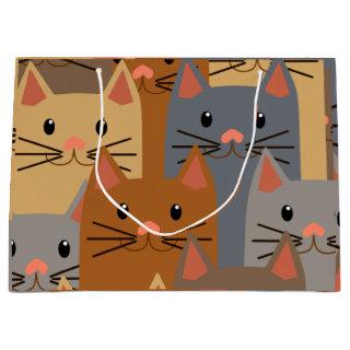 Cute Cats Colorful Cat Face Collage Large Gift Bag