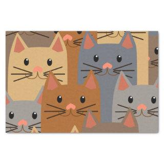 Cute Cats Colorful Cat Face Collage Tissue Paper