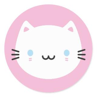 Cute Cats - White Kawaii Kitten Classic Round Sticker
