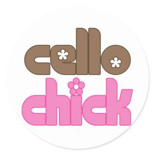 Cute Cello Chick Classic Round Sticker