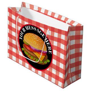 Cute cheese burger add message party large gift bag