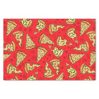 Cute Cheese Pizza Slices Red Pattern Tissue Paper