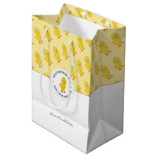Cute Chicken Cartoon | Personalized Monogram Medium Gift Bag
