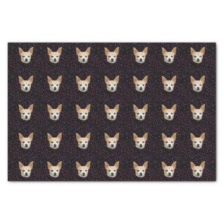 Cute Chihuahua Dog Elegant Purple Pattern Glitter Tissue Paper
