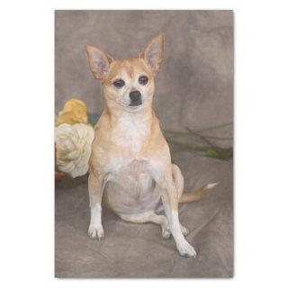 Cute Chihuahua Dog Floral Art Pet Portrait Tissue Paper