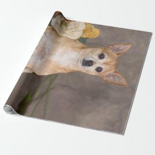 Cute Chihuahua Dog Floral Pet Portrait Art