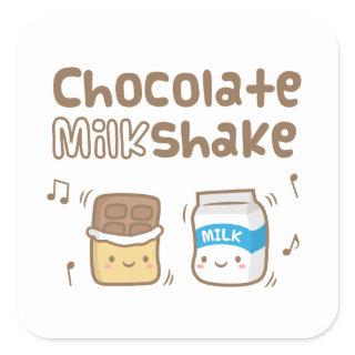 Cute Chocolate Milkshake Doodle For Her Square Sticker